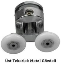 Resim Duşakabin Tekerleği Tekeri Rulman Metal Gövdeli Üst Tekerlek Krom Teker Çapı 22 mm 