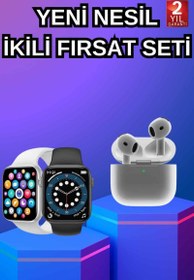 Resim 3.nesil Tws Bluetooth Kulaklık ve Dokunmatik Ekran Akıllı Saat Sesli Görüşme 