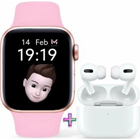 Resim Pembe Akıllı Saat ve Kablosuz Kulaklık, Bluetooth, Spor, Sağlık, Bildirim Desteği 