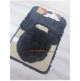 Resim Doğuşpeluş Tavşan Tüyü Siyah 3Lü Klozet Tk 