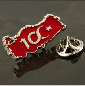 Resim Muratech Cumhuriyetin 100. Yılına Özel Yaka Rozet-gümüş Rengi Çok Renkli 