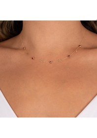 Resim Kırmızı Taşlı Yıldız Minimal 14 Ayar Altın Kolye 