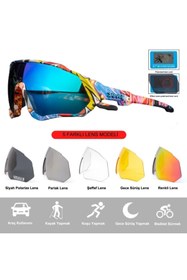 Resim KAPVOE Hurricane Değişebilir 5 Lens Mtb Polarize Bisiklet Spor Dağ Kayak Gözlüğü 