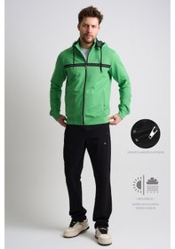 Resim Shooter Sportswear Shooter Klasik Erkek Eşofman Takımı Çıkartılabilir Kapüşonlu Rahat Kalıp Yeşil 