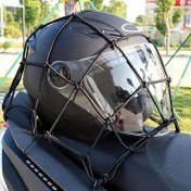 Resim Fit Motosiklet Bagaj Rafı & Kargo Ağı Kombinasyonu - Dayanıklı Elastik Kauçuk Güvenlik Koruma ile Şeffaf Plastik Kask Kapağı, Off-Road Motosikletler ve Scooterlar için Güvenli Bagaj Depolama 