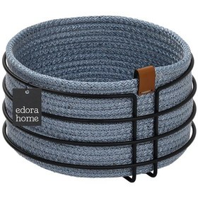 Resim Mat Siyah Yuvarlak Ekmek Sepeti Şık,ekmeklik Açık Mavi Hasır Örmeli Makrome-çok Amaçlı Metal Paslanmaz Siyah 