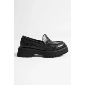 Resim Noir Kadın Günlük Siyah Kroko Loafer Ayakkabı 