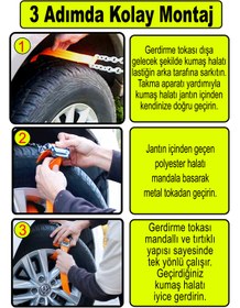 Resim YOLDAŞ TAKMATİK Yoldaş 12 Li Gold Set Pratik Kar Zinciri 1 Yıl Koşulsuz Garantili Takmatik Zincir Eldiven Hediyeli 