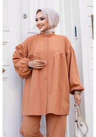 Resim Misskayle Balon Kol Tesettür Camel Takım Camel 