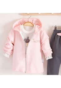 Resim 3-18 Ay Prences Kız Bebek Takımı Kapişonlu 3'lü Pembe Pembe 