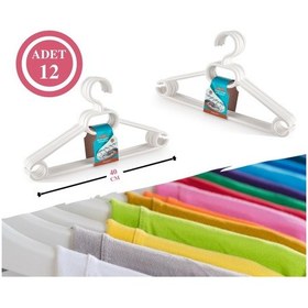 Resim Flora F316 Büyük Boy Klasik Askı 12'li, 40 cm Beyaz 