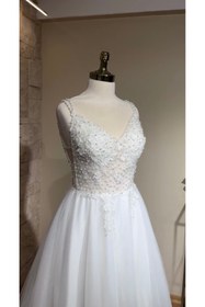 Resim MODA Helen Model Gelinlik-Askılı-İnci Detaylı Transparan beden 
