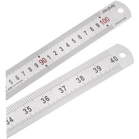 Resim 100cm 40 İnch - Çift Taraflı Paslanmaz Çelik Metal Cetvel - Kalınlık 1.2mm 