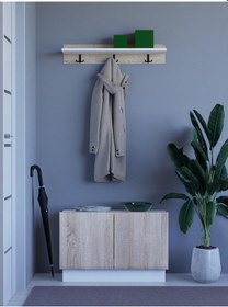 Resim Detamob Lora Vestiyer, Ayakkabılık Ve Duvar Askısı, Beyaz/sonoma & Karbon Gri/sonoma Beyaz 