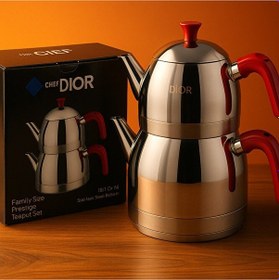 Resim Chef Dior Prestij Serisi Aile Boy Çaydanlık - 18/10 Paslanmaz Çel Altın - Çelik 