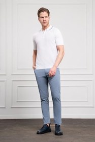 Resim Morven Erkek Beyaz Trend Polo Yaka Dinamik Fit Rahat Kesim T-Shirt 
