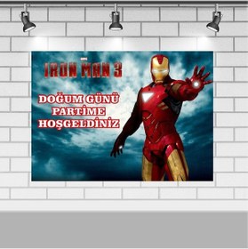 Resim Iron Man Tema Doğum Günü 70X100 CM Ironman Doğum Günü Konsepti 
