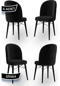 Resim Canisa Bika Serisi 4 Adet Siyah Mutfak Sandalyesi Siyah Gürgen Ayaklı 1. Sınıf Babyface Kumaş Sandalye Siyah Ayaklar Siyah 