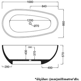 Resim Bağımsız Küvet | Kapadokya | Sanacryl - 86x168 / Siyah/Beyaz / 1 Kişilik 