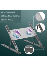 Resim UpWay Katlanabilir Alüminyum Turbo Fanlı Apple Uyumlu MacBook Laptop Soğutucu 