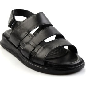 Resim Bambi Siyah Leather Erkek Sandalet E05433501043 