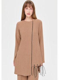Resim Esswaap Deri Püskül Detaylı Pantolonlu Takım Camel-camel Camel 