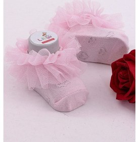 Resim Burçak Çorap Soft Yıkamalı Kız Bebek Çorabı - Tül Ve Güpür Detaylı Pamuklu Model 4'lü Pembe 