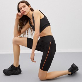 Resim Bisiklet Şortu Şerit Detaylı Biker Tayt 