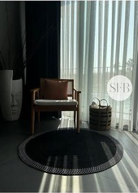 Resim Jüt, Banyo Paspası, Mutfak, Yolluk Halı Kilim, Jüt kilim, Bohem Paspas, İskandinav Halı, Hediyelik, 140 x 140 Siyah 
