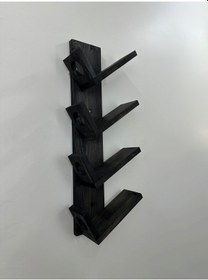 Resim Doğal Ahşap Şaraplık, Şarap Rafı, 4'lü Ahşap Şaraplık, Siyah 