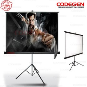 Resim CODEGEN Tx-20 200x200 Cm Tripod Ayaklı Taşınabilir Manuel Projeksiyon Perdesi (ARKASI SİYAH FONLU) 