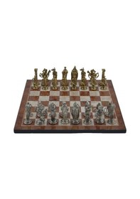 Resim Gifthome Metal Satranç Takımı Büyük İngiliz Parlak Taş Ve Mocha Desenli Satranç Tahtası 