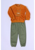 Resim Erkek Çocuk Peluş Eşofman Takımı Baskılı D22 Kiremit 