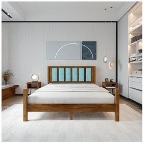 Resim Orion Model Cam Göbeği Puflu Başlıklı Ceviz Renk Çam Ahşap Karyola-79 160 x 200 CM 