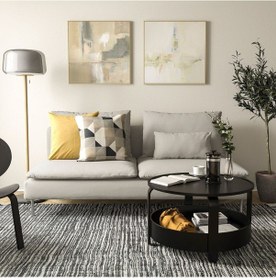 Resim 3'lü Kanepe, Fridtuna Açık Bej, Kolçaksız 2Açık Ceviz 