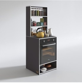 Resim Kenzlife Ankastre Fırın Dolabı Canfeza Gri 165x60x56 Mutfak Raflı 