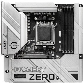 Resim Msı B650m Project Zero Am5 Ddr5 7600mhz Oc Hdmı Dp M.2 Usb3.2 2.5g Lan Wı-fı 6e Matx 