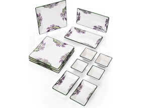 Resim Piatti Naturali 12 Parça 4 Kişilik Lavanta Kahvaltı Takımı Handmade Kahvaltılık Sunum Seti Servis Tabakları 