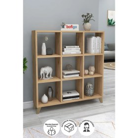 Resim Bofigo Küp Kitaplık 9 Bölmeli Raflı Kitaplık Kare Kitaplık Kütüphane Çam 