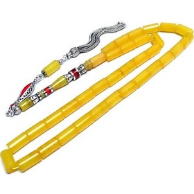 Resim Tesbih Ruyasi Gümüş Nakkaş İmame-Kamçılı Kesme Model Sıkma Kehribar Tesbih 