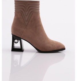 Resim Dgn 865-22k Kadin Biye Detayli Kristal Taş Topuklu Bot 865-1922-R1920 Vizon 