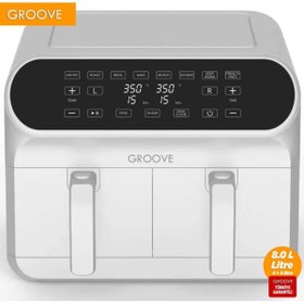 Resim Hepta Collection Groove XXL 1800W (4Lt+4Lt) 8Lt Çift Hazneli Airfryer Air Fryer Yağsız Sıcak Hava Fritözü Beyaz 