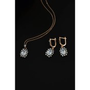 Resim Papatya Silver 925 Ayar Gümüş Rose Kaplama Elmas Montür Kare Set 