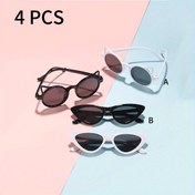 Resim 4 adet çocuklar için kedi gözü gözlük, gündelik stil, yuvarlak PC çerçeve ve lens, erkekler ve kızlar için dekoratif gözlük, parti, etkinlikler, tatil ve doğum günü hediyeleri için, 3-14 yaş arası 