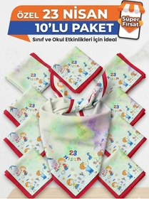 Resim tuaipek 10'lu Paket 23 NİSAN ÇOCUK BAYRAMI TEMALI Bandana/Fular 