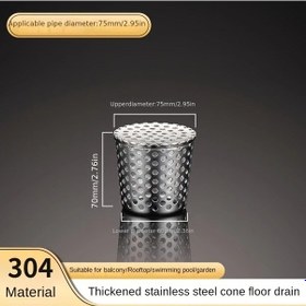 Resim Willowhaven 75mm Paslanmaz Çelik Drenaj Kapağı - Fare Engelleme Tıkanmaz Balkon Teras 