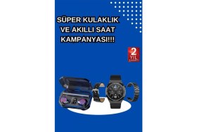 Resim Pileli Store Yeni Nesil Kampanyası Bluetooth Bağlantılı Akıllı Saat ve Kablosuz Kulaklık Dijital Göstergeli 