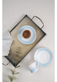 Resim Porser Alya Açık Mavi Kahve Fincan Takımı 80cc 2 Kişilik 4 Parça Çok Renkli 