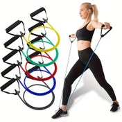 Resim 1 adet Pilates Gerilim Kablosu 2 Tutacaklı, Yoga Fitness Direnç Kablosu, Egzersiz Ekipmanı 