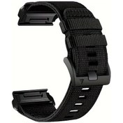 Resim Cloud011 Garmin Fenix 7x 6x 5x Epix Pro 26mm Nylon Siyah Hızlı Çıkarılabilir Nefes Alabilir Bileklik 